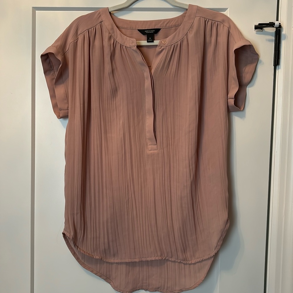 Simply Vera Wang Pink Flowy Relaxed Fit Shirt M
